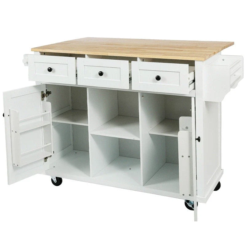 Drop-Leaf Counter top Kitchen Cart ,Kitchen Island with 3 Drawers