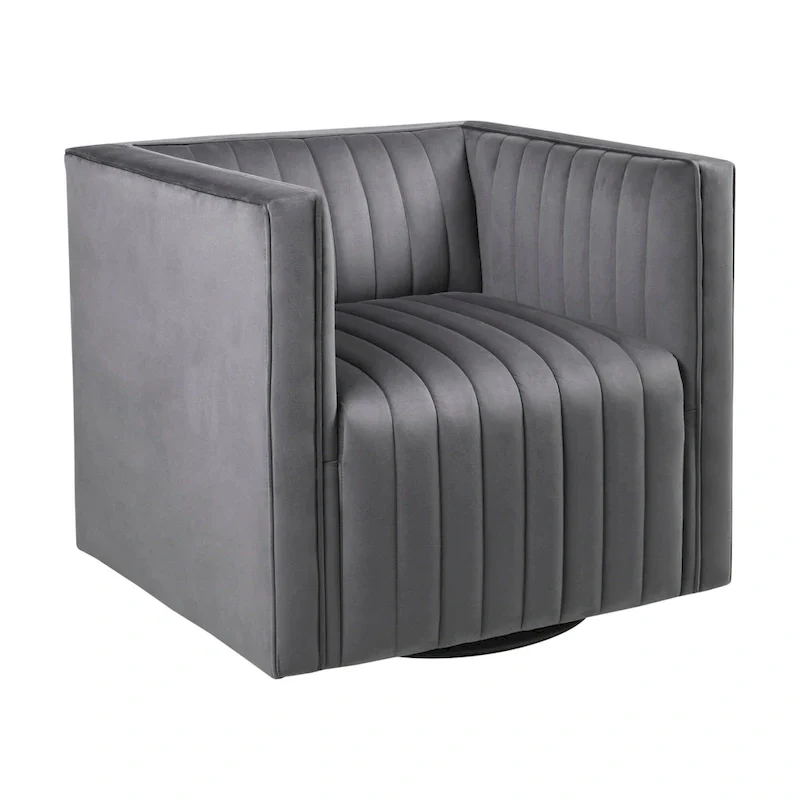 Madison Park Gayley Channel Tufted Swivel Armchair
