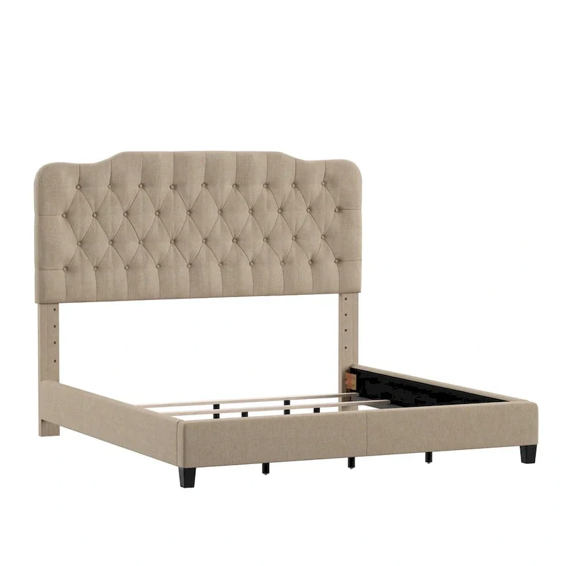Upholstered Bed with Adjustable Headboard