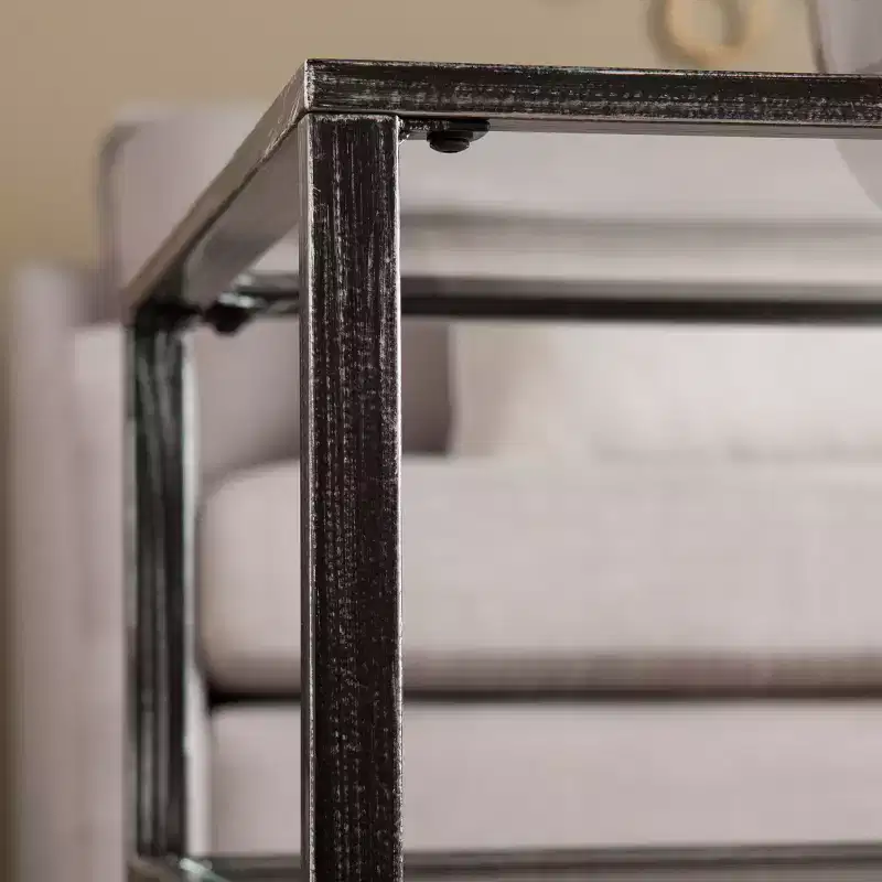 Jaymes Metal/Glass Rectangular Open Shelf Cocktail Table - Black - SEI