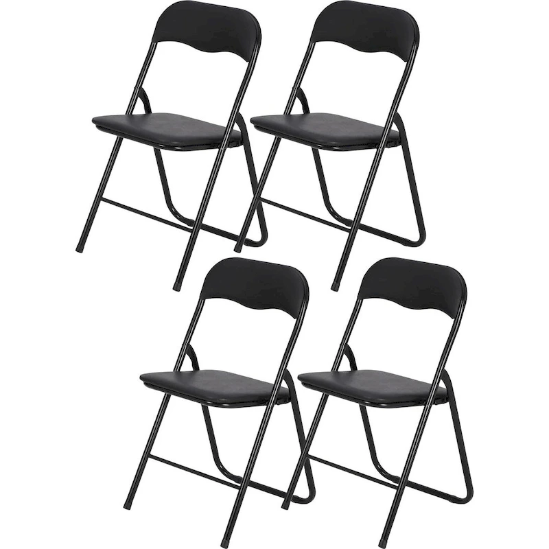 4 Folding Chairs with Cushion, with Non-Slip Feet Pads