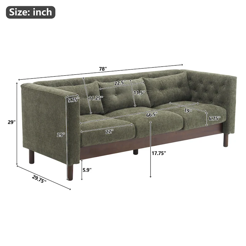 Modern Upholstered Tufted Sofa Couch