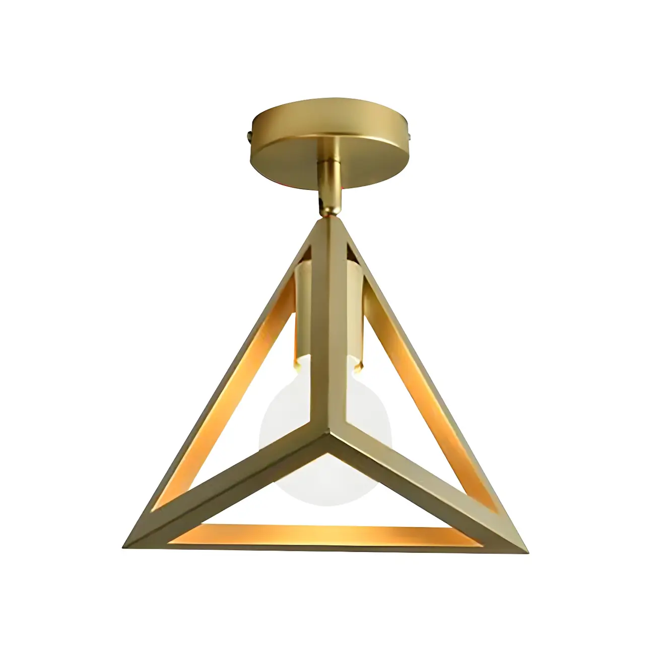 Industrial Brass Dome Semi Flush Metal Ceiling Light