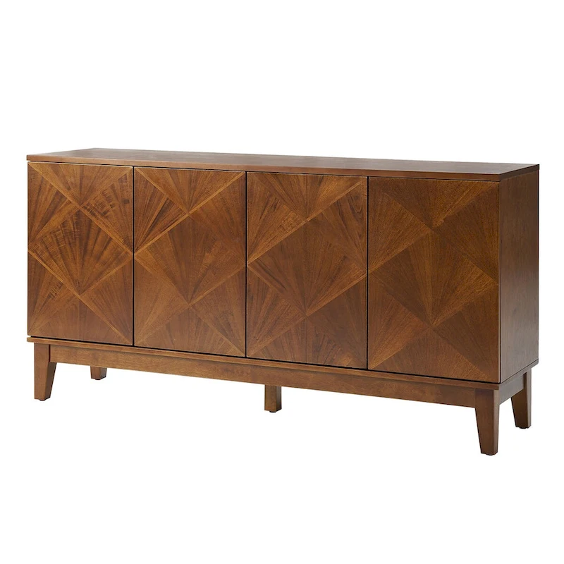 Ofelia Mid-century 60  Wide Geometric Patterned Sideboard with Adjustable Shelves by HULALA HOME