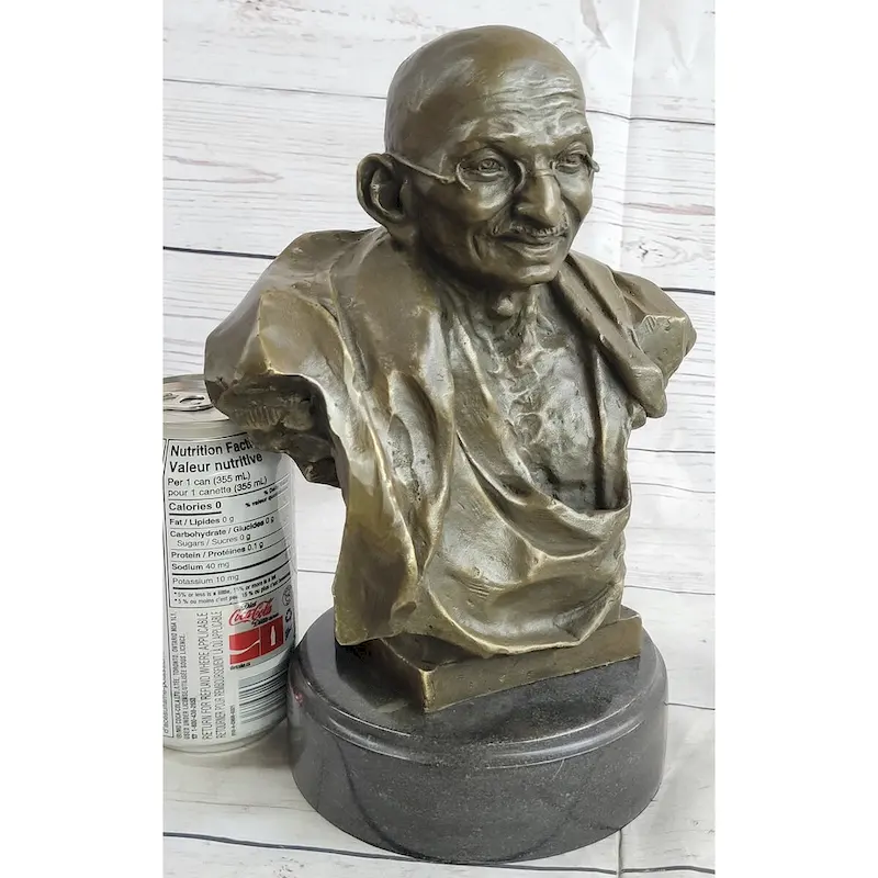 Mahatma Gandhi Indian India Bronze Bust Statue Sculpture Art 10 Inches X 7 Inches