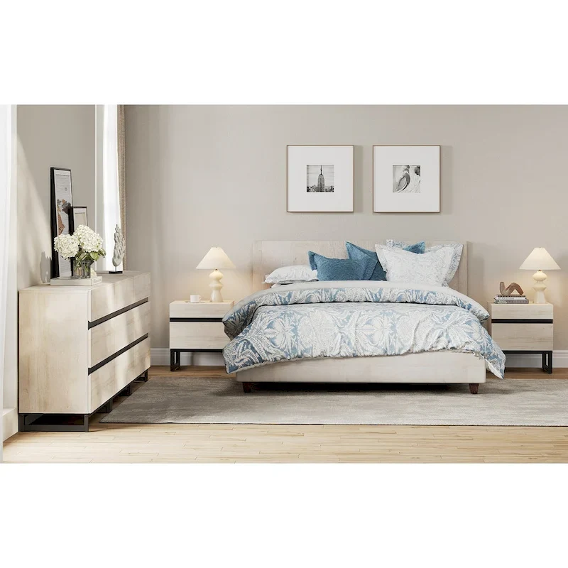 WAMPAT 3 Piece Dresser and Nightstand Sets