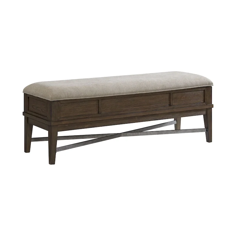 Storage Bench with Cushion, Weathered Vintage Oak