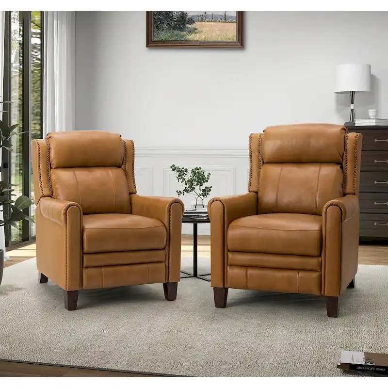 Felisa 32.48 Wide Genuine Leather Manual Recline Set of 2