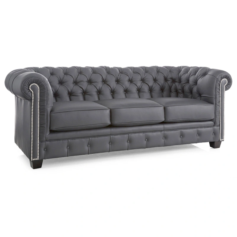 Hancock Tufted Top Grain Italian Leather Chesterfield Sofa - 31  H x 86  W x 40  D