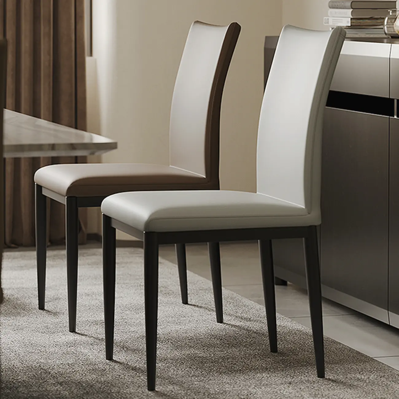 Modern Faux Leather Upholstered Solid Back Dining Chair