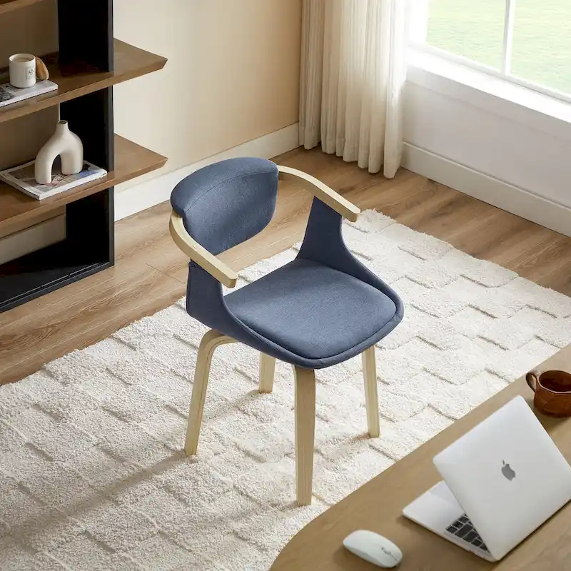 Swivel Upholstered and Wood Accent Chair