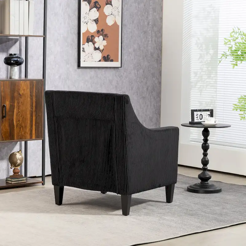 Black Modern 26.8 Arm Chair with Rubber Wood Legs