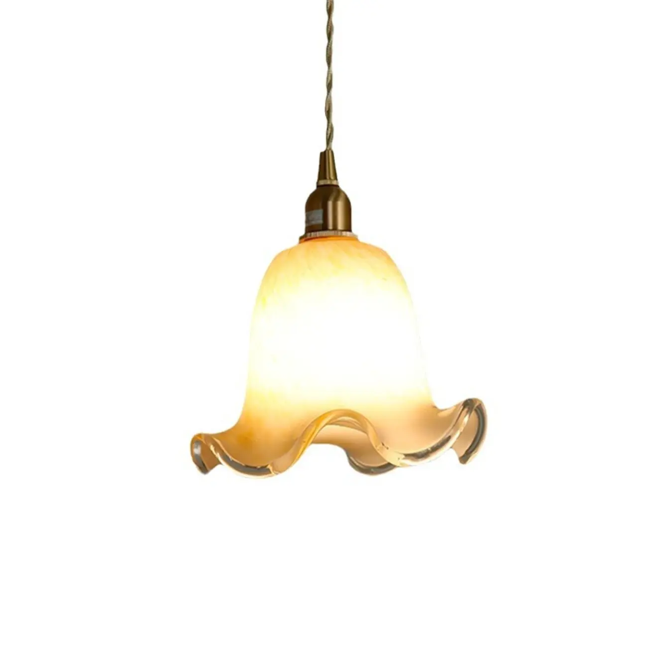 Modern Glass Pendant Light Gold Fixture in Flower Shaped