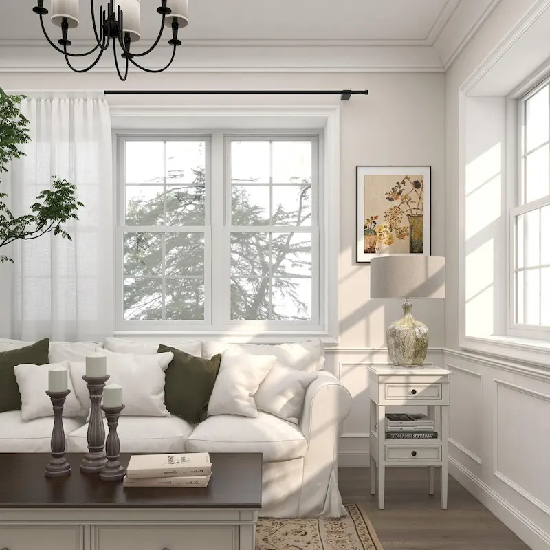 Wooden Side Table with 2 Drawers and Shelf - Antique Finish