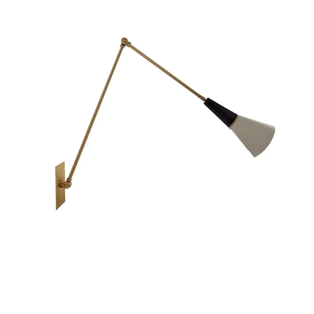 Gold Metal Modern White Aluminum Shade Swing Arm Wall Light