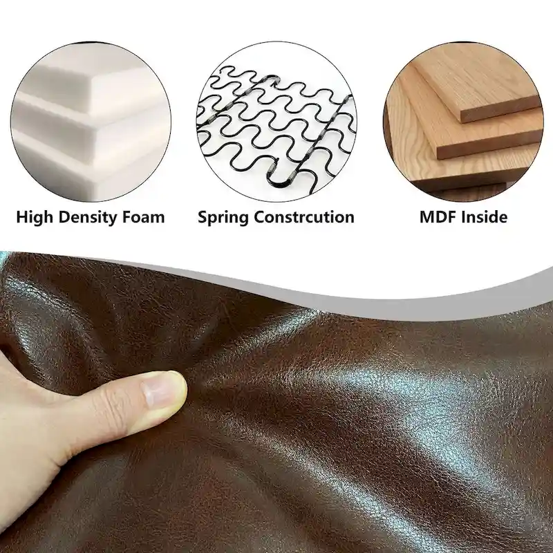 Mid-Century Style 3-Piece PU Leather Living Room Sofa Set Including 2 Armchairs and 1 Loveseat Sofa