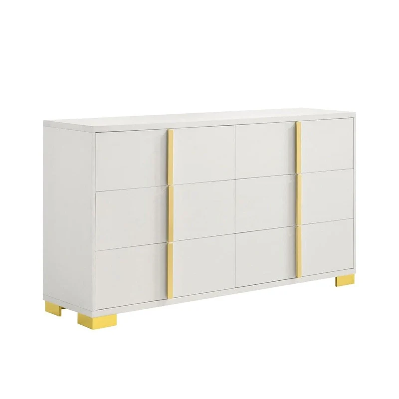 6 Drawers Wooden Dresser with Metal Hardware