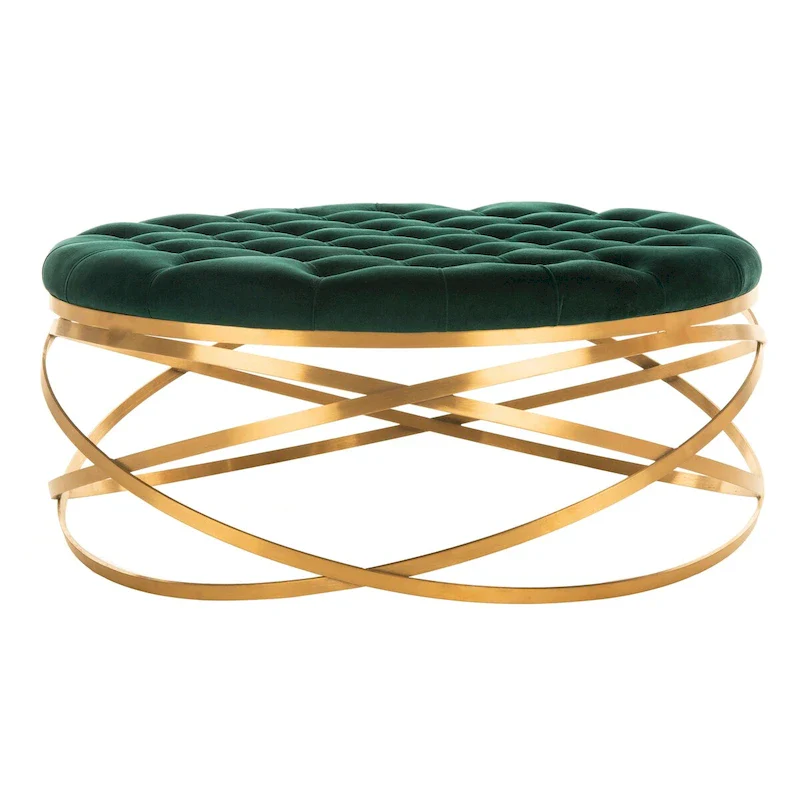 Button-Tufted Velvet Ottoman | Round Footrest, Glam Living Room Accent, Multiple Colors