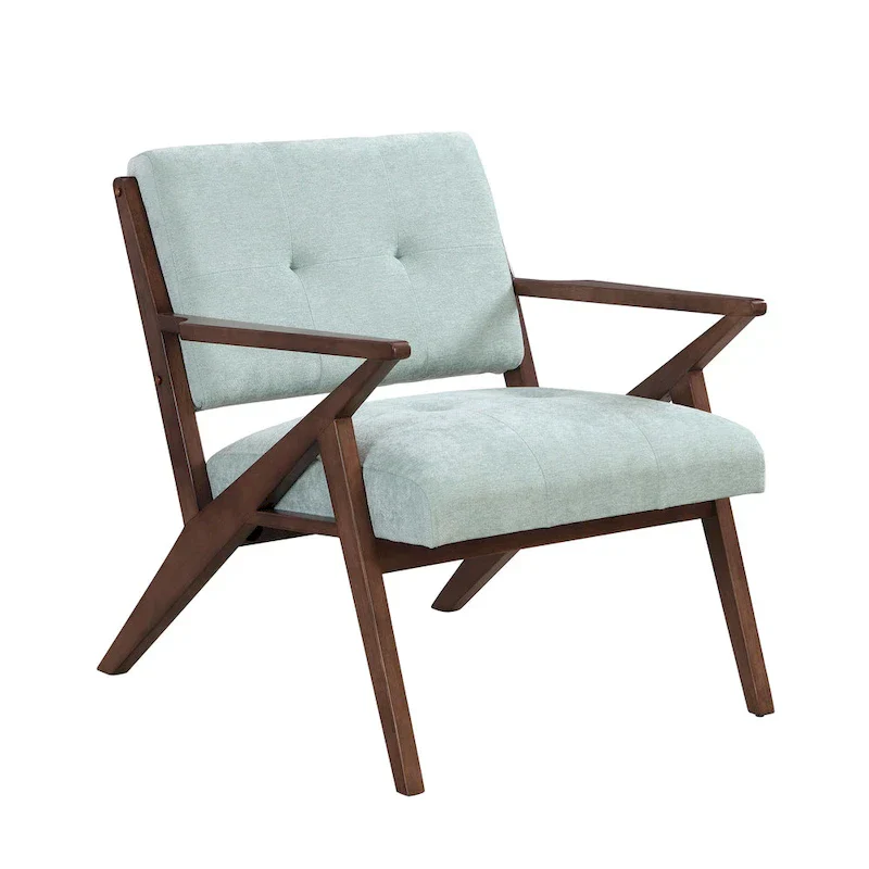 30 Mid-Century Modern Accent Chair with Plush Cushions, Angled Arm Design, and Sturdy Solid Wood Frame