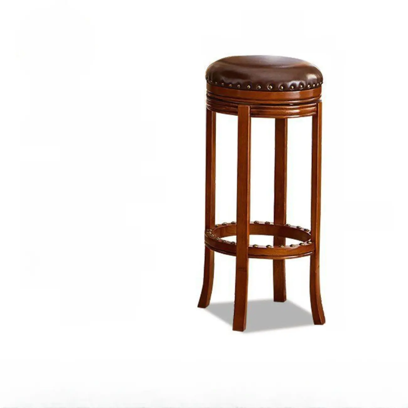 Traditional Brown Rubberwood Cushioned Bar Stools