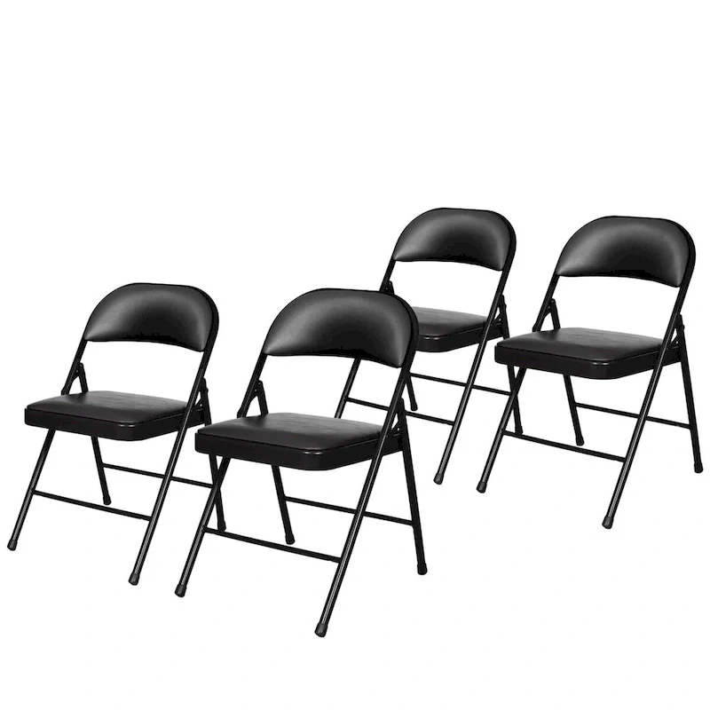 Bernadine Basics Collection Vinyl Folding Chair, Pack of 4