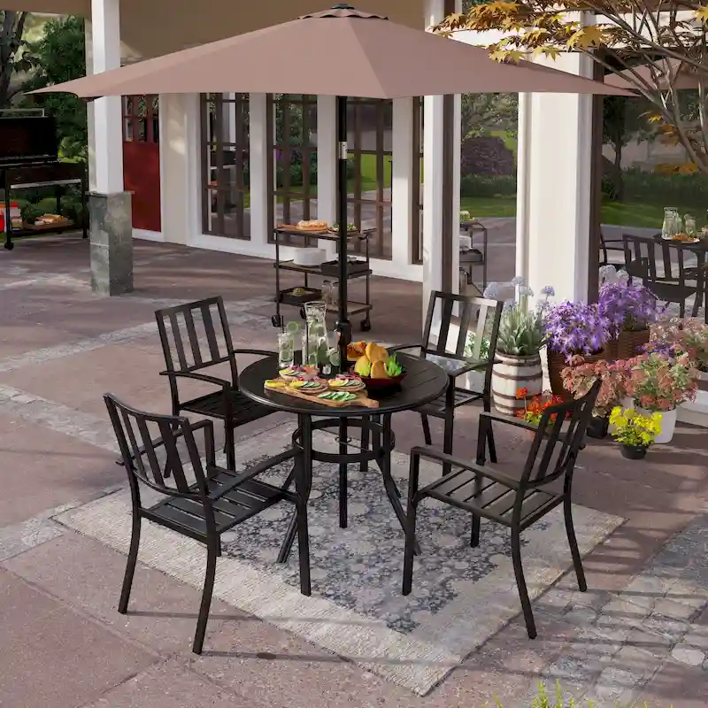 MAISON ARTS 5/6-Piece Patio E-Coating & Stackable Dining Set