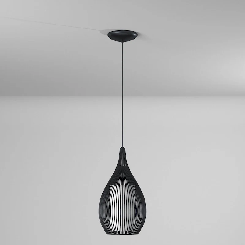 Eglo Razoni 1-light Black Mini Pendant with Opal Glass