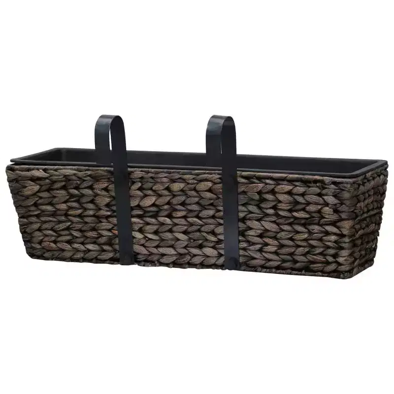 vidaXL Railing Planters Balcony Deck Planters with Inner 2 pcs Water Hyacinth