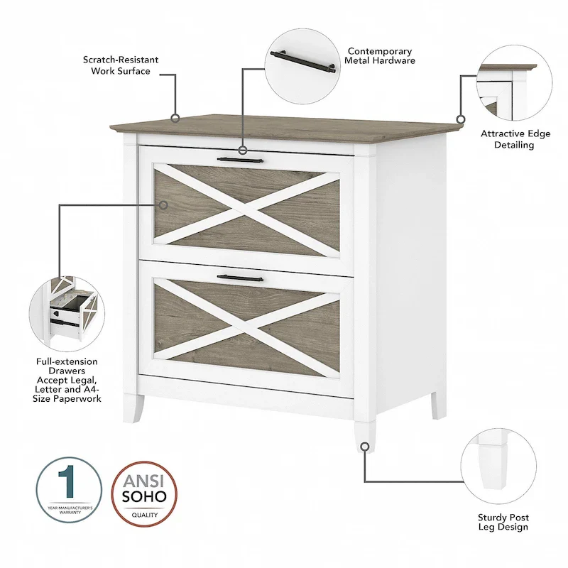 Key West 54W Computer Desk with Cabinet and Bookcase by Bush Furniture