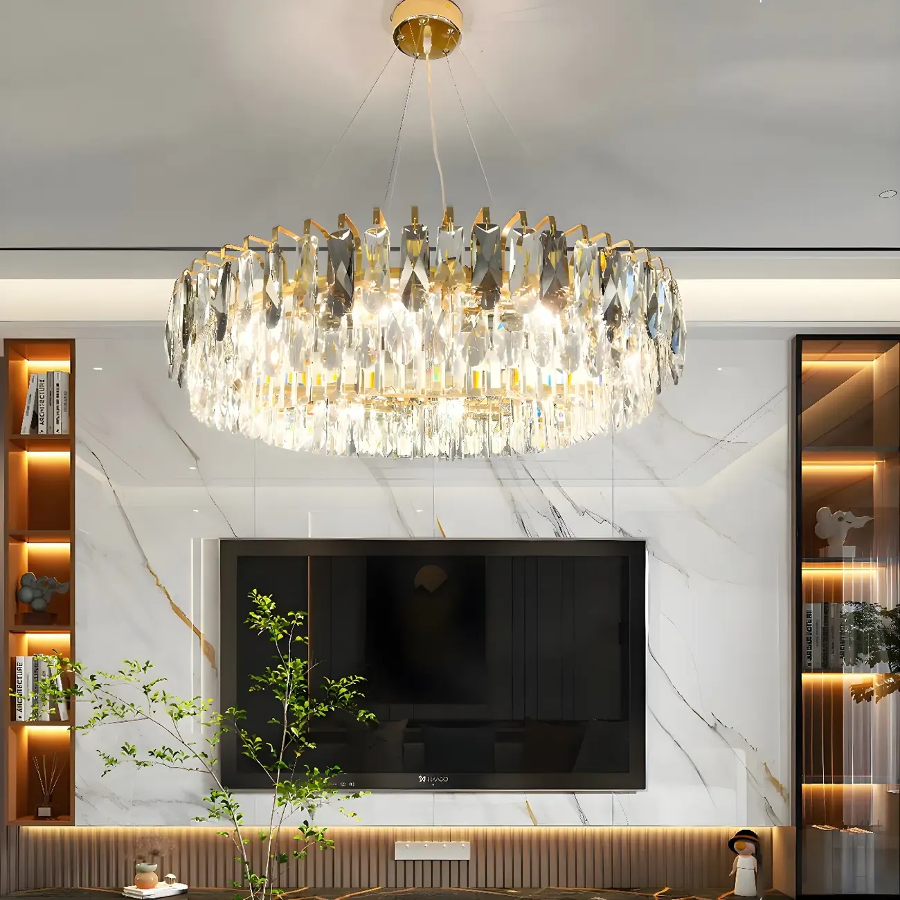 Elegant Modern Oval Clear Crystal Chandelier