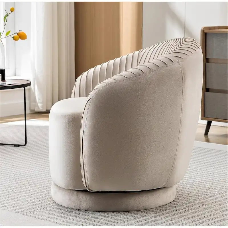 Modern Barrel Swivel Accent Chair with Plush Velvet Upholstery