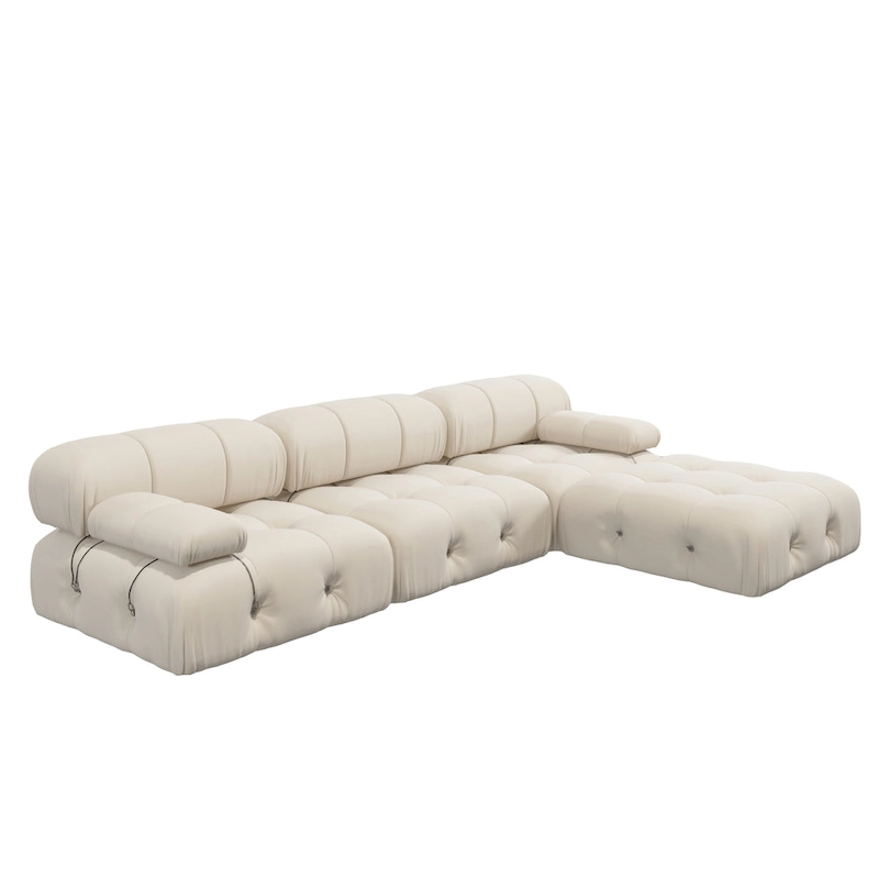 104  Wide Velvet Reversible Modular Sofa & Chaise with Ottoman