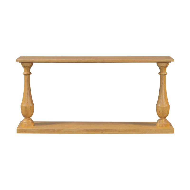 Vase-Leg Design Console Table Narrow Entryway Table Sofa Side Table with Bottom Shelf