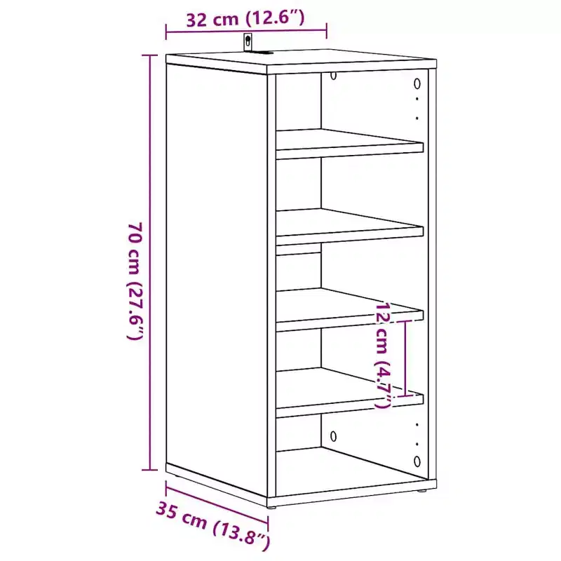 vidaXL Shoe Cabinet White Engineered Wood 12.4x13.8x27.6 in Shoe Cabinet