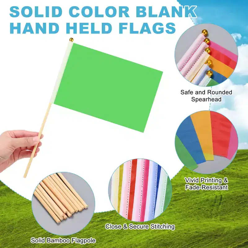 Unique Bargains Mini Sublimation Polyester Hand Held Plain Flags 12 Pcs