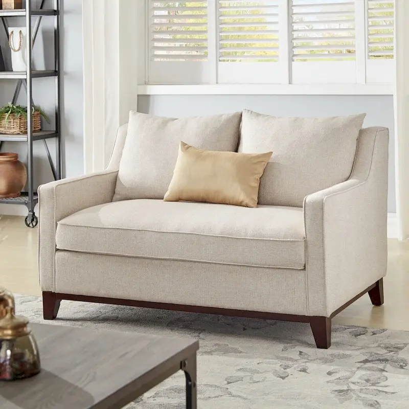 Fabric Loveseat with Down Feather Cushions - Gray 2-Seater