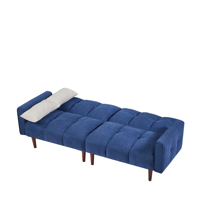 Convertible Futon Sofa Bed, Adjustable Couch Sleeper, Modern Fabric Linen Upholstered Futon Sofa bed with 2 Pillows