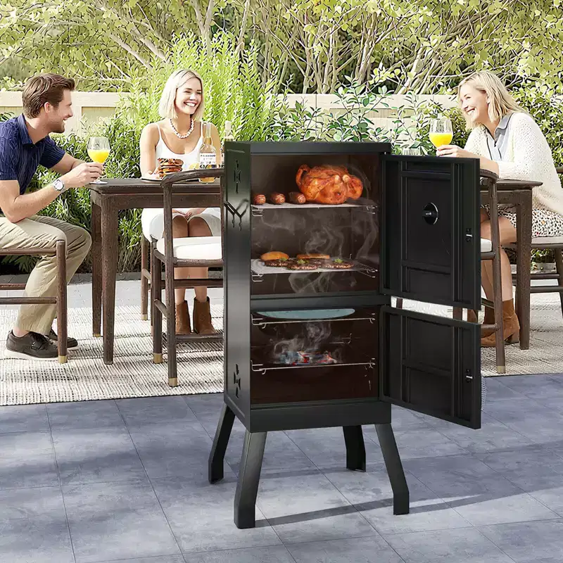Costway 40'' Vertical BBQ Smoker w/Built-in Thermometer Adjustable Air Dampers for Party