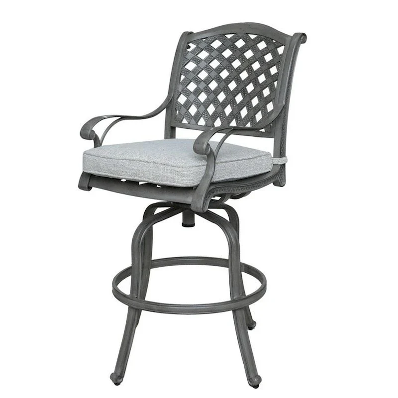 Mace Outdoor Patio Barstool Chair Set of 2, Aluminium, Golden Beige
