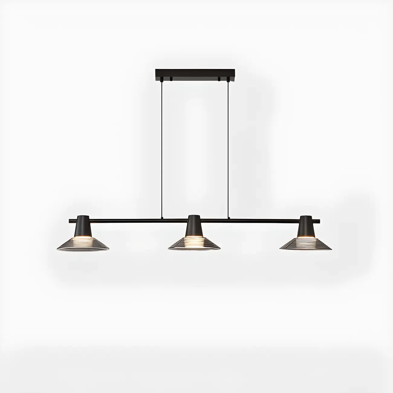 Modern Black Cone Glass 3-Light Island Light