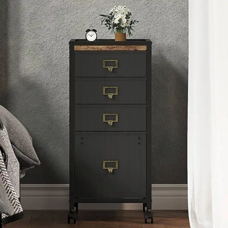 4 Drawer Under Desk Mobile File Cabinet with Wheels