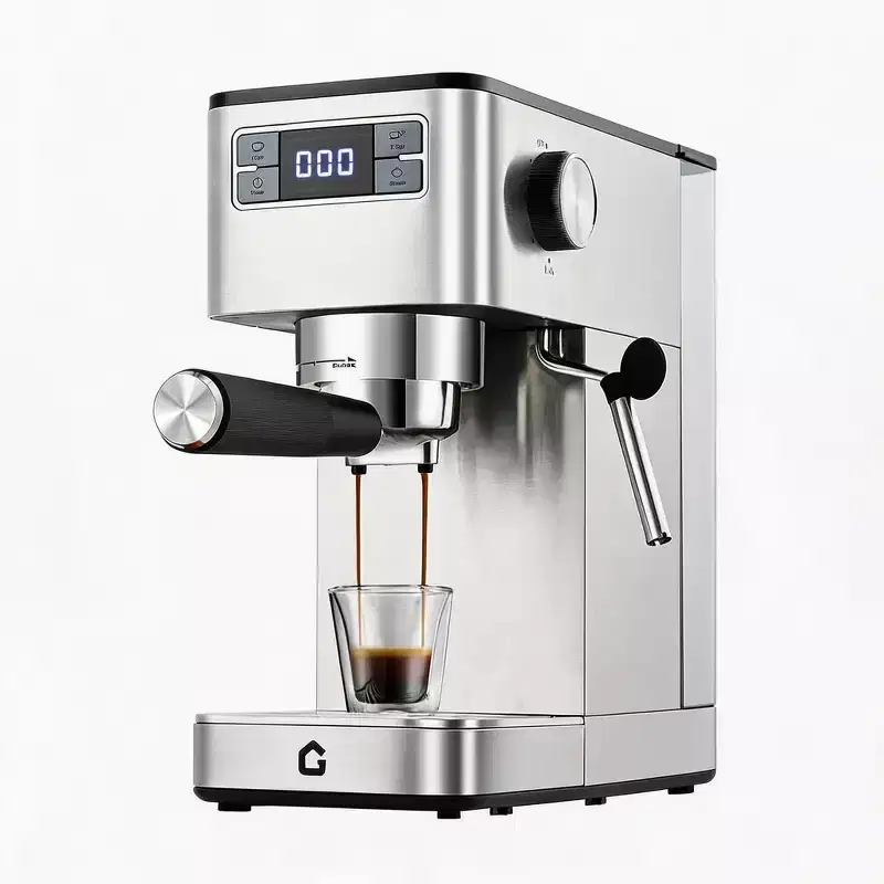 20 Bar Coffee Machine with Steam Wand, Removable Water Tank, Automatic Cappuccino  Latte Maker  Compact Coffee Maker for Home and Office