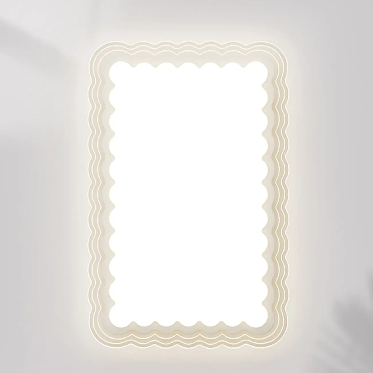 Modern White Artistic Rectangular Flush Mount Ceiling Light