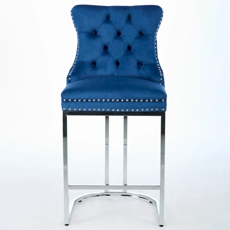 Modern Velvet Barstools 26 Counter Height Kitchen Island Chairs,Set of 2