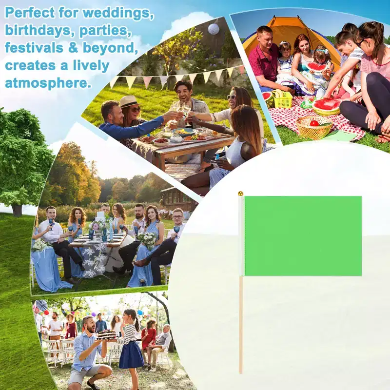 Unique Bargains Mini Sublimation Polyester Hand Held Plain Flags 12 Pcs