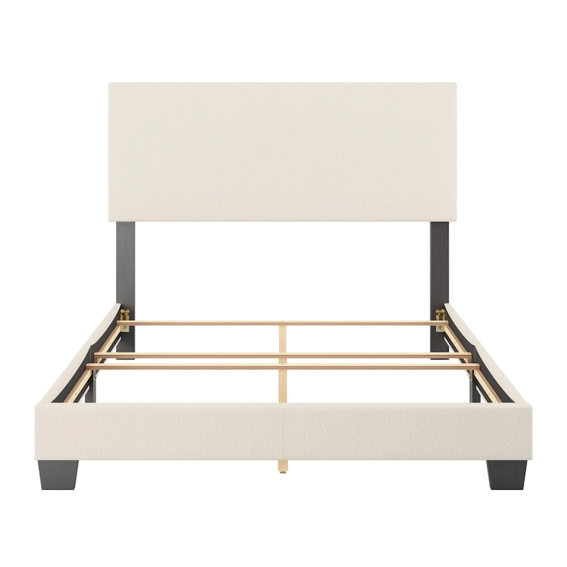 Nova Upholstered Modern Boucle Bed, Box Spring Required