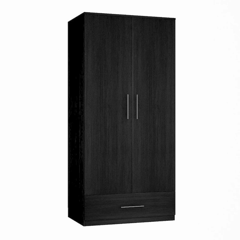 31.5W x 66.9H Wardrobe Armoire Cloest with Drawer In Black,White
