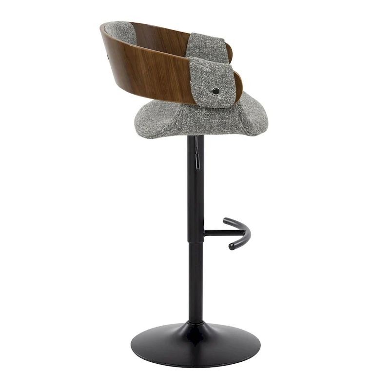 Adjustable Swivel Bar Stool - Grey/Cream Fabric - Single Seat