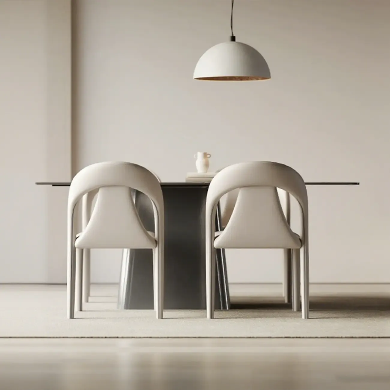 Modern Faux Leather Curved Back Armless Dining Chair Set of 2