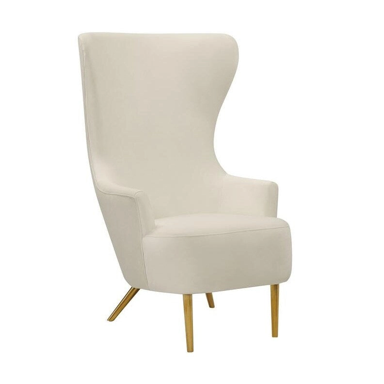 Inspire Me Home Decor Julia Cream Wingback Velvet Chair
